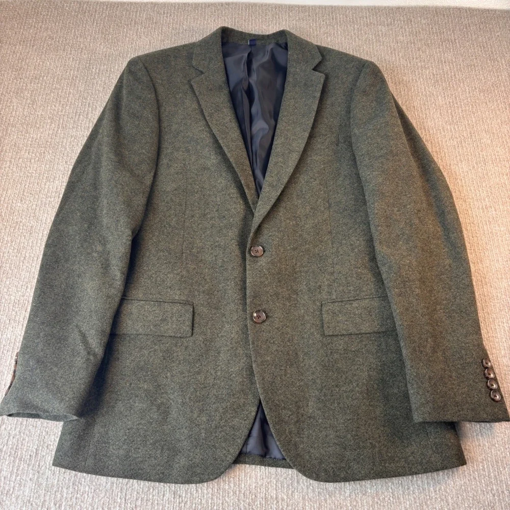 J.Crew Green Wool Blend TweedThompson Lined Suit Men's Size 38R, 32x32 EUC